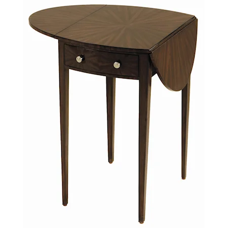 Faux Ebony Finished Zebrano Occasional Table with Drop Leaves and Tapered Leg